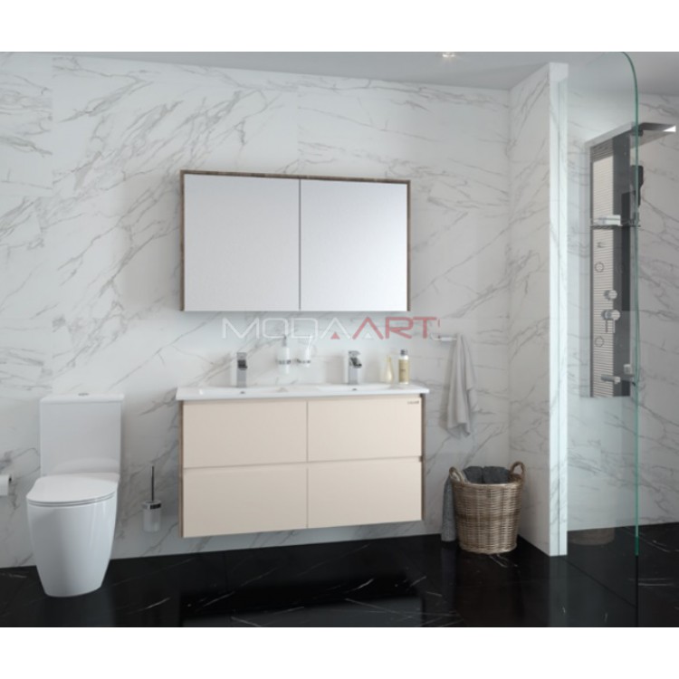 Creavit Banyo Dolabı Dual Krem 120cm Takım